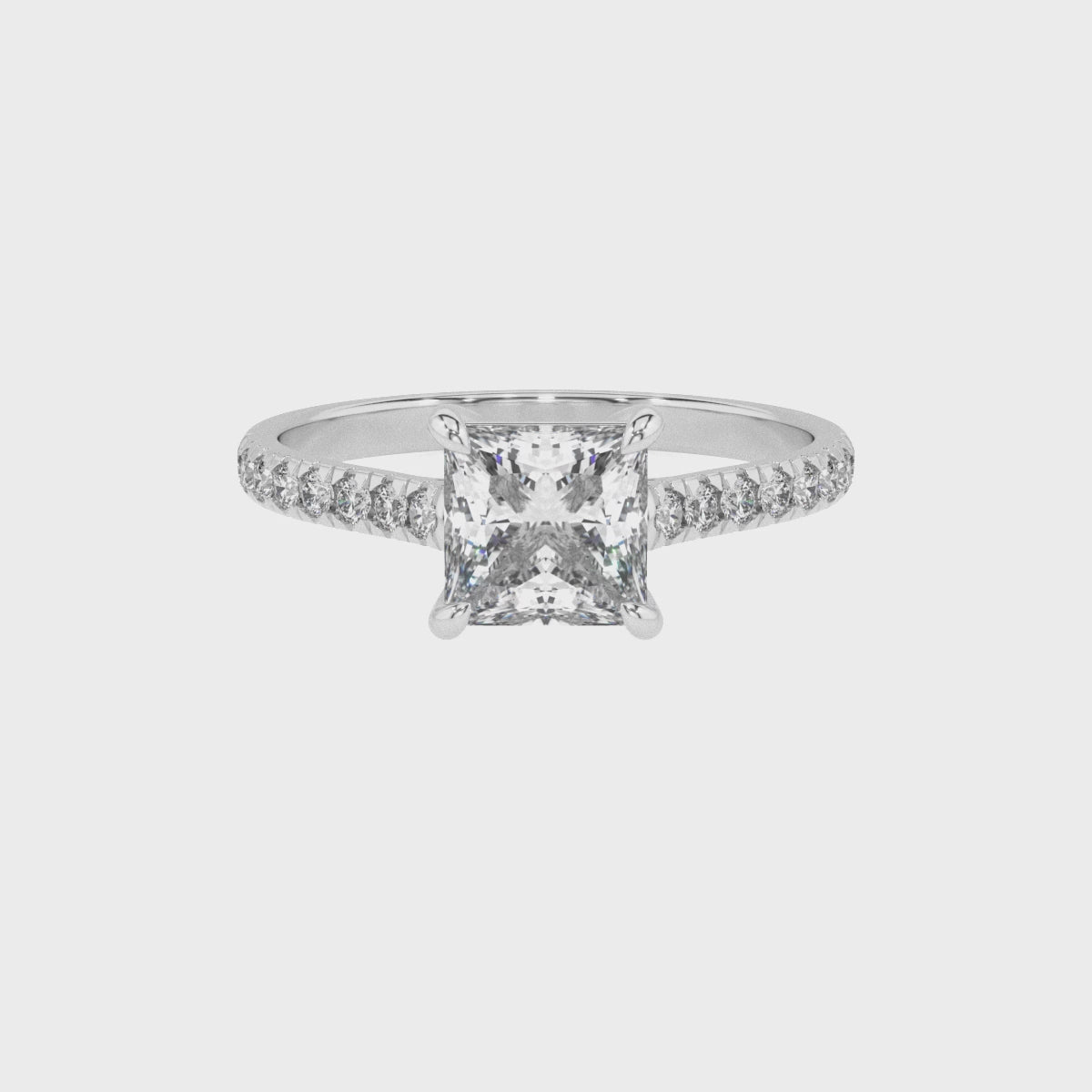 lab-grown moissanite princess half eterity solitaire engagement ring