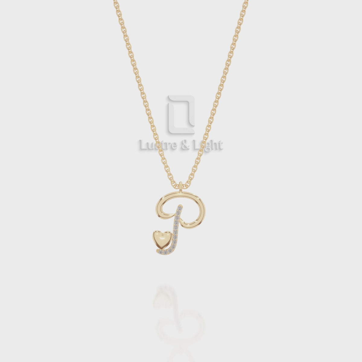 Moissanite Initials Pendant Necklace for Women with 18" Chain