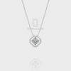 Moissanite Solitaire Halo Pendant Necklace with 18" Chain