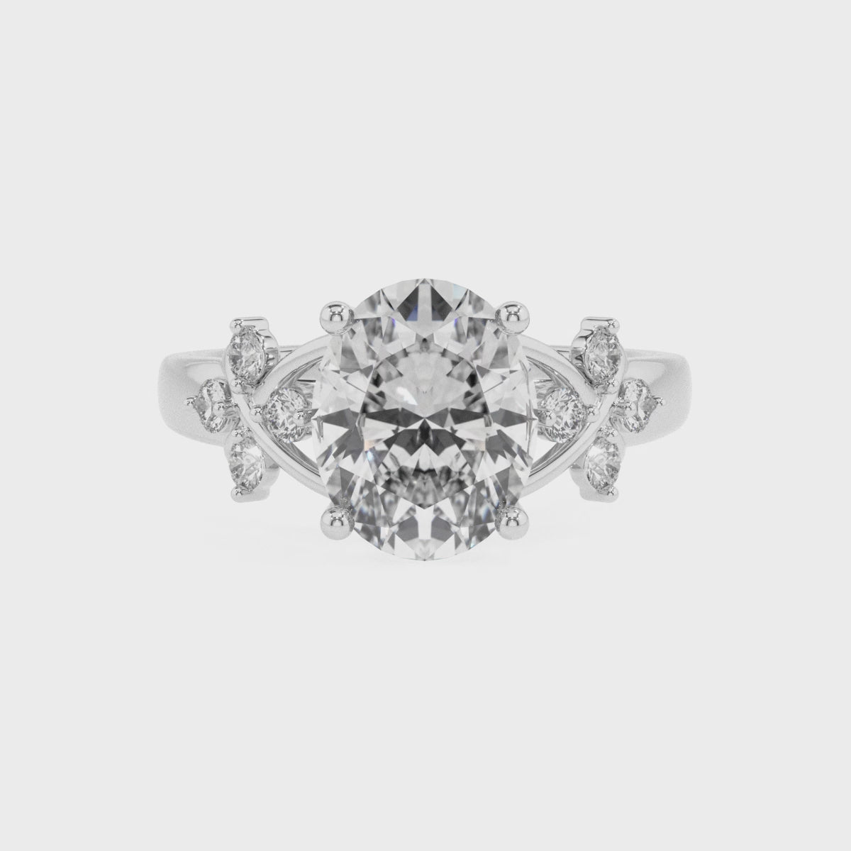 lab-grown moissanite oval criss cross solitaire engagement ring