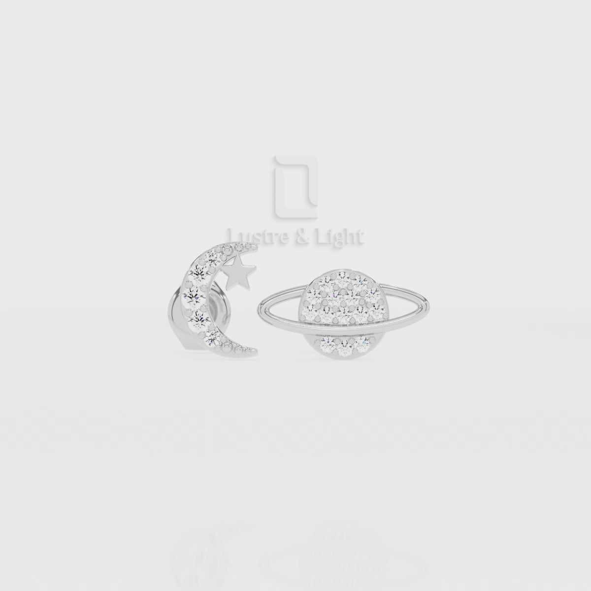 Moissanite Moon-Star-Planet Stud Earrings for Women