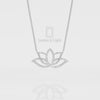 Natural Black Onyx Lotus Flower Pendant Necklace with 18" Chain