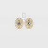 Natural Ruby Oval Halo Stud Earrings for Women with Moissanite
