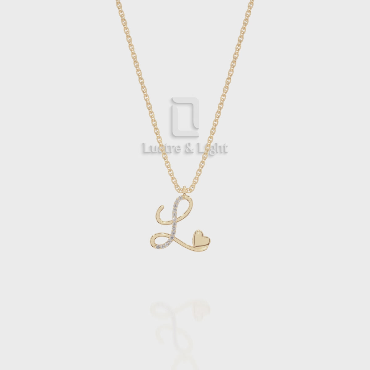 Moissanite Initials Pendant Necklace for Women with 18" Chain