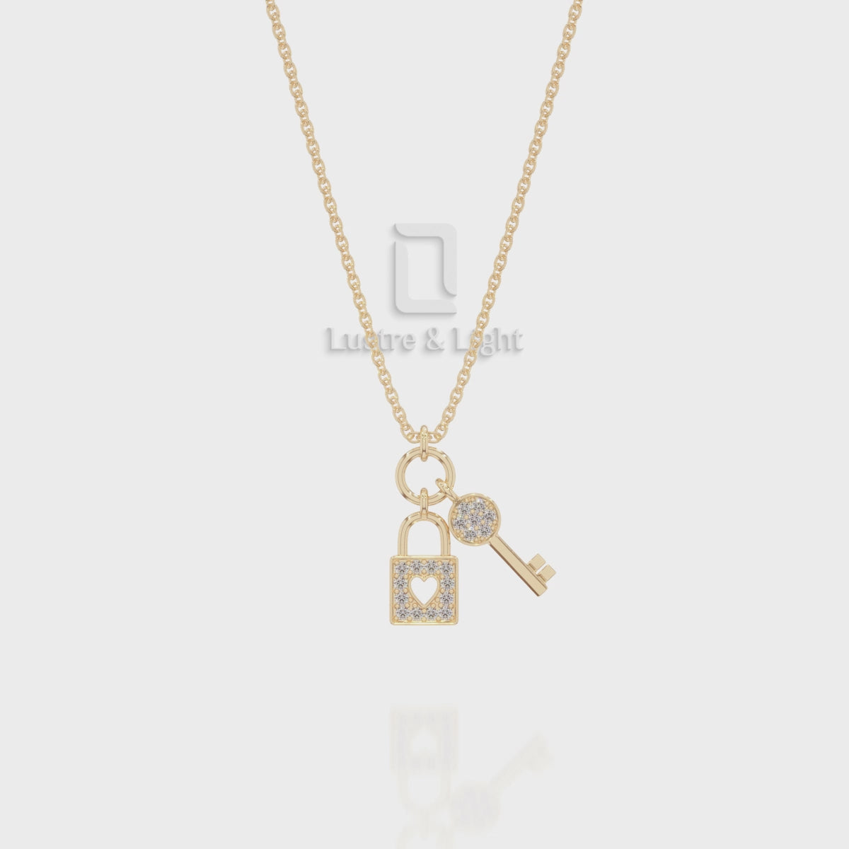 Natural Black Onyx Lock & Key Pendant Necklace with 18" Chain