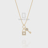 Natural Black Onyx Lock & Key Pendant Necklace with 18" Chain