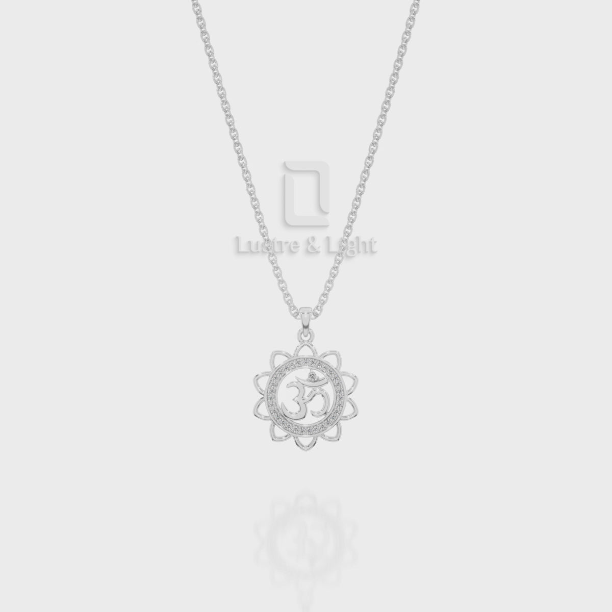 Natural Black Onyx Om Symbol Pendant Necklace with Moissanite (18" Chain)