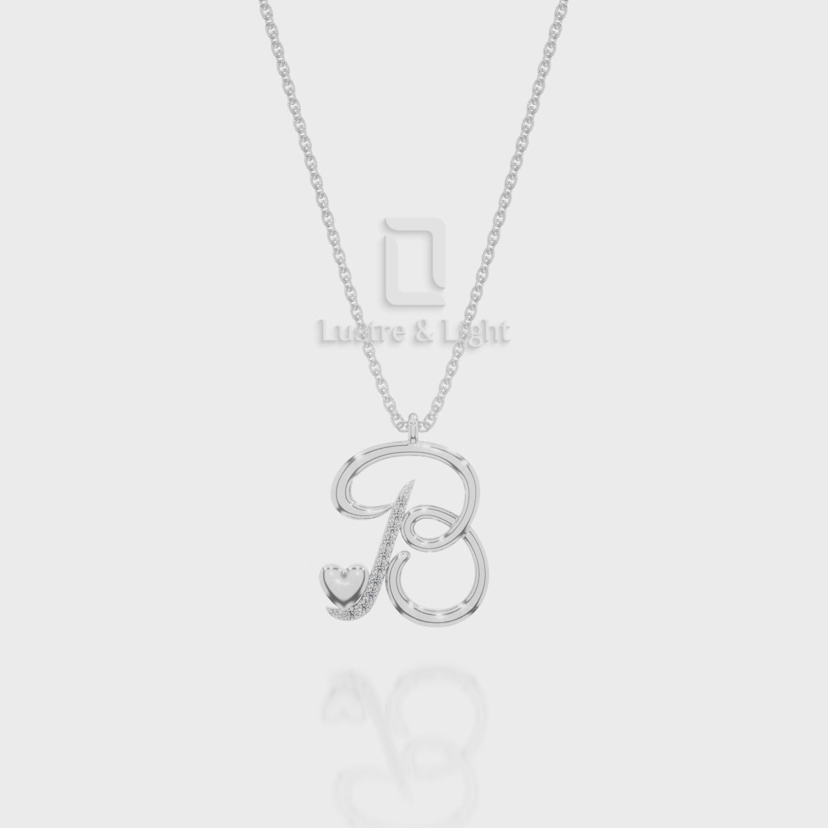 Moissanite Initials Pendant Necklace for Women with 18" Chain