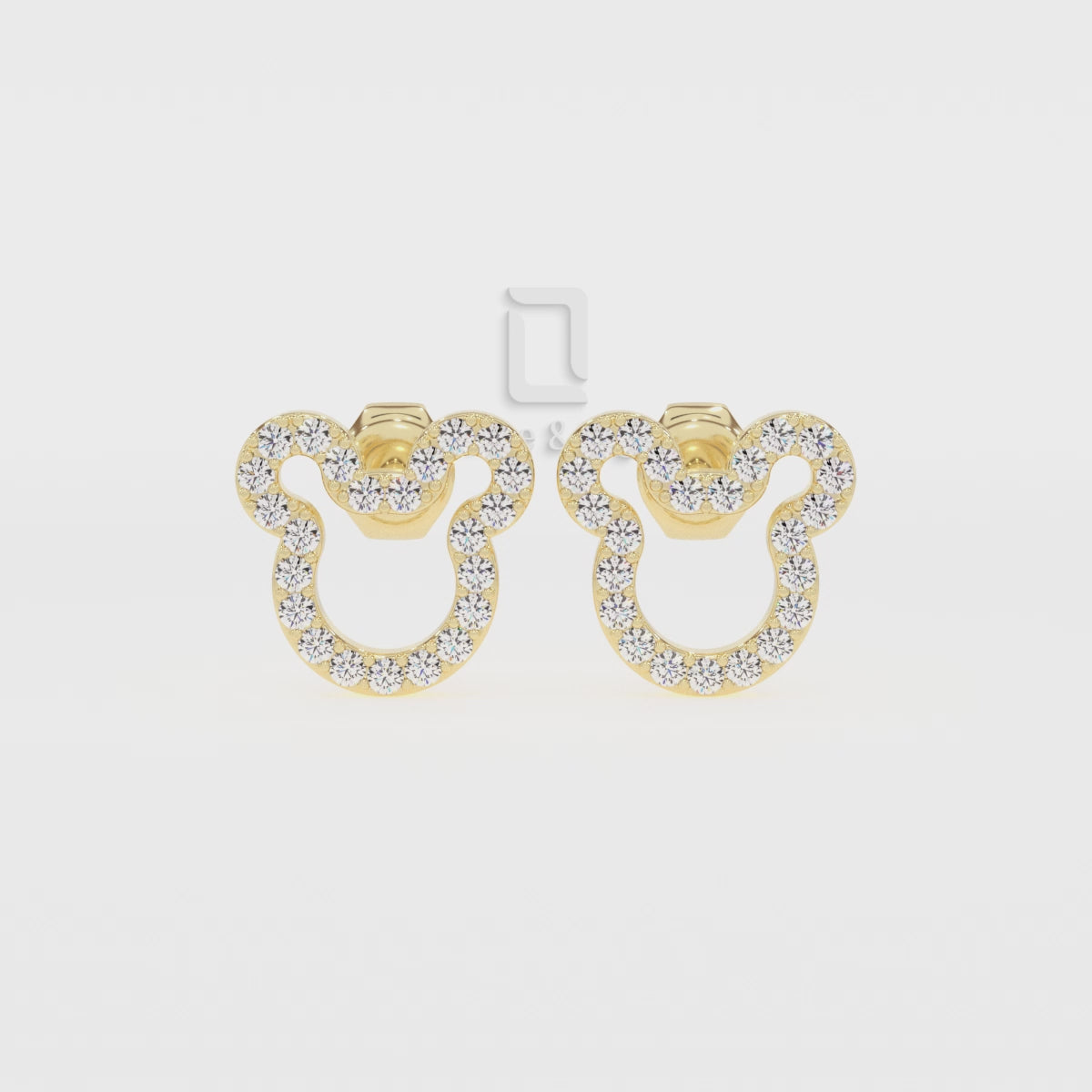 Natural Citrine Mouse Stud Earrings for Women