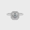 lab-grown moissanite asscher halo solitaire engagement ring