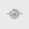 lab-grown moissanite round half eterity halo solitaire engagement ring