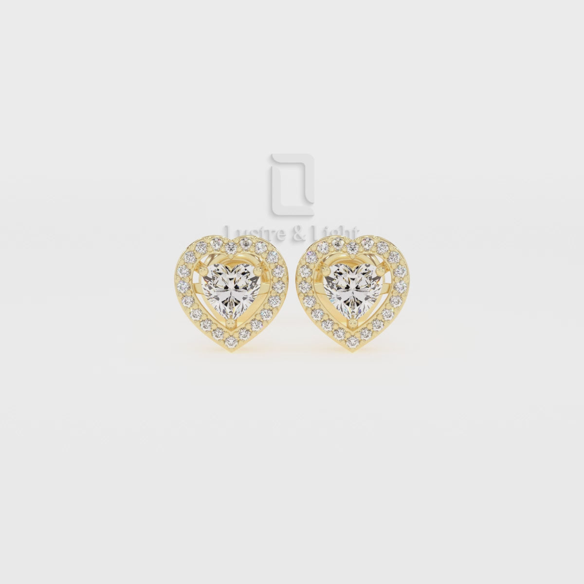 Moissanite Heart Halo Stud Earrings for Women