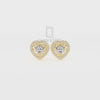 Moissanite Heart Halo Stud Earrings for Women