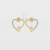 Natural Citrine Heart Star Stud Earrings for Women