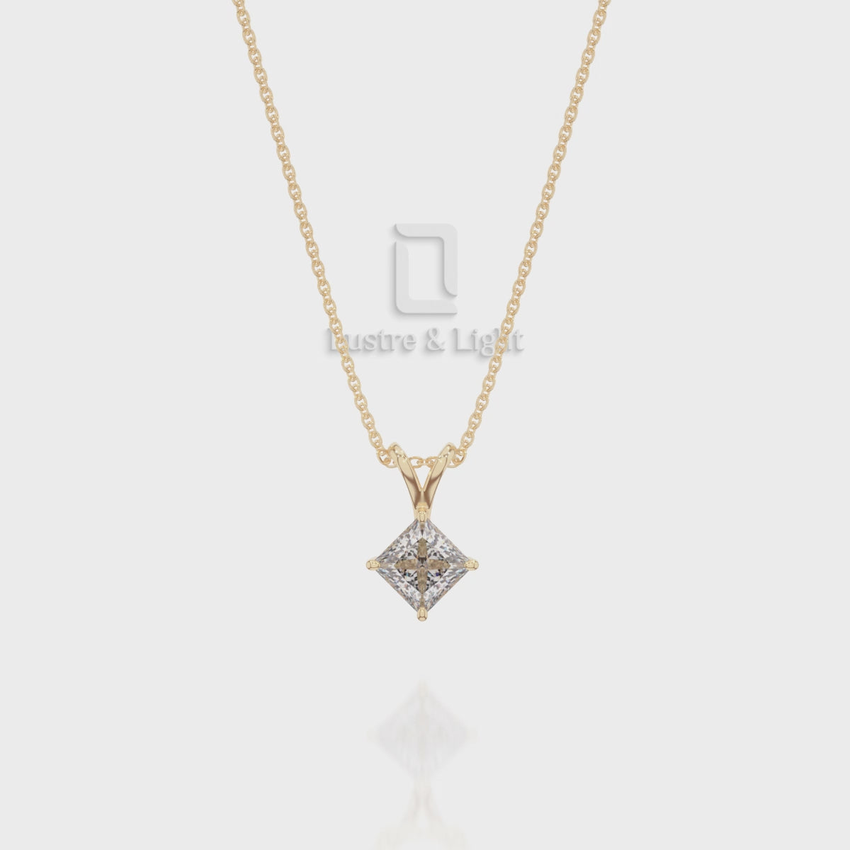 Moissanite V-Bale Solitaire Pendant Necklace with 18" Chain