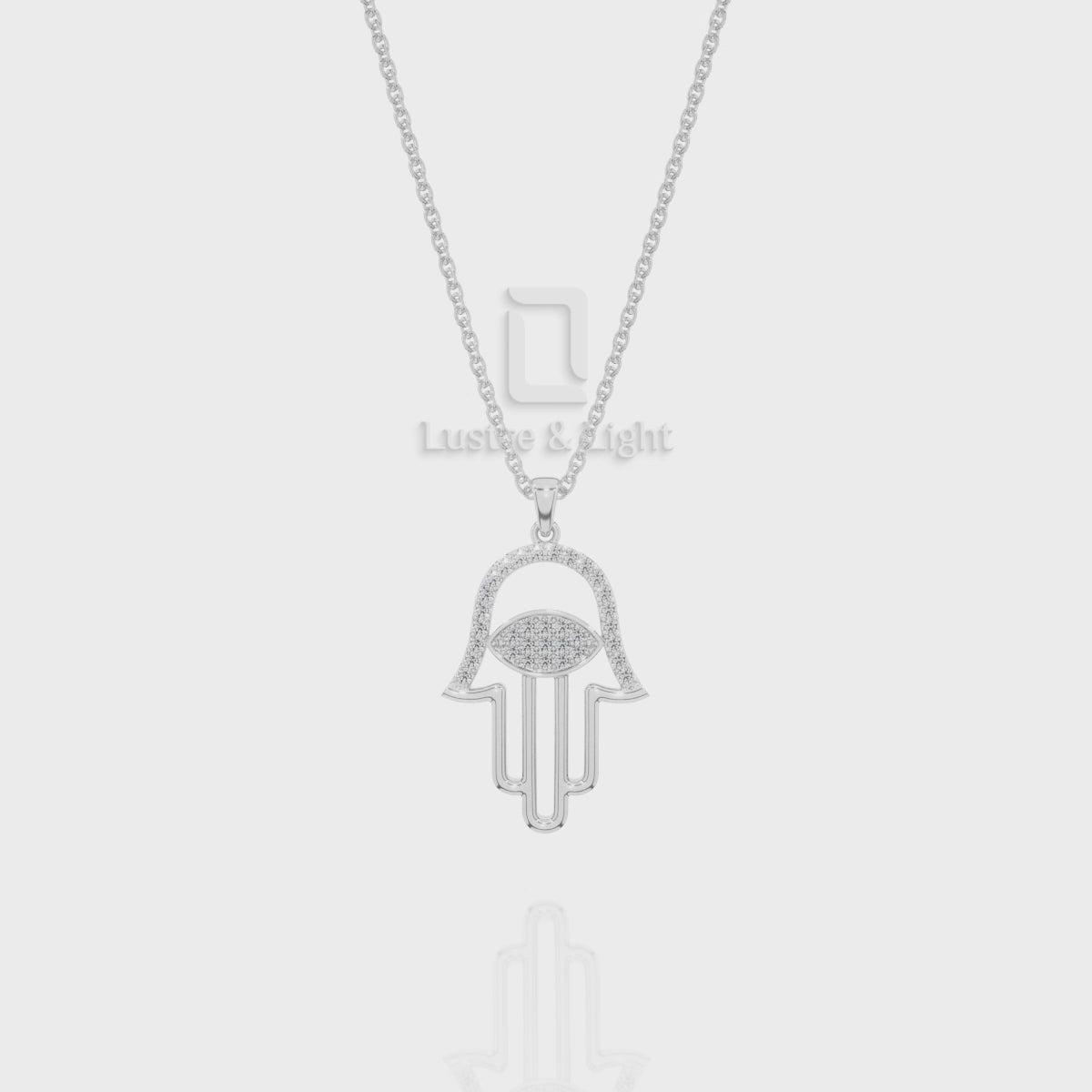 Natural Black Onyx Evil Eye Hamsa Hand Pendant Necklace with Moissanite (18" Chain)