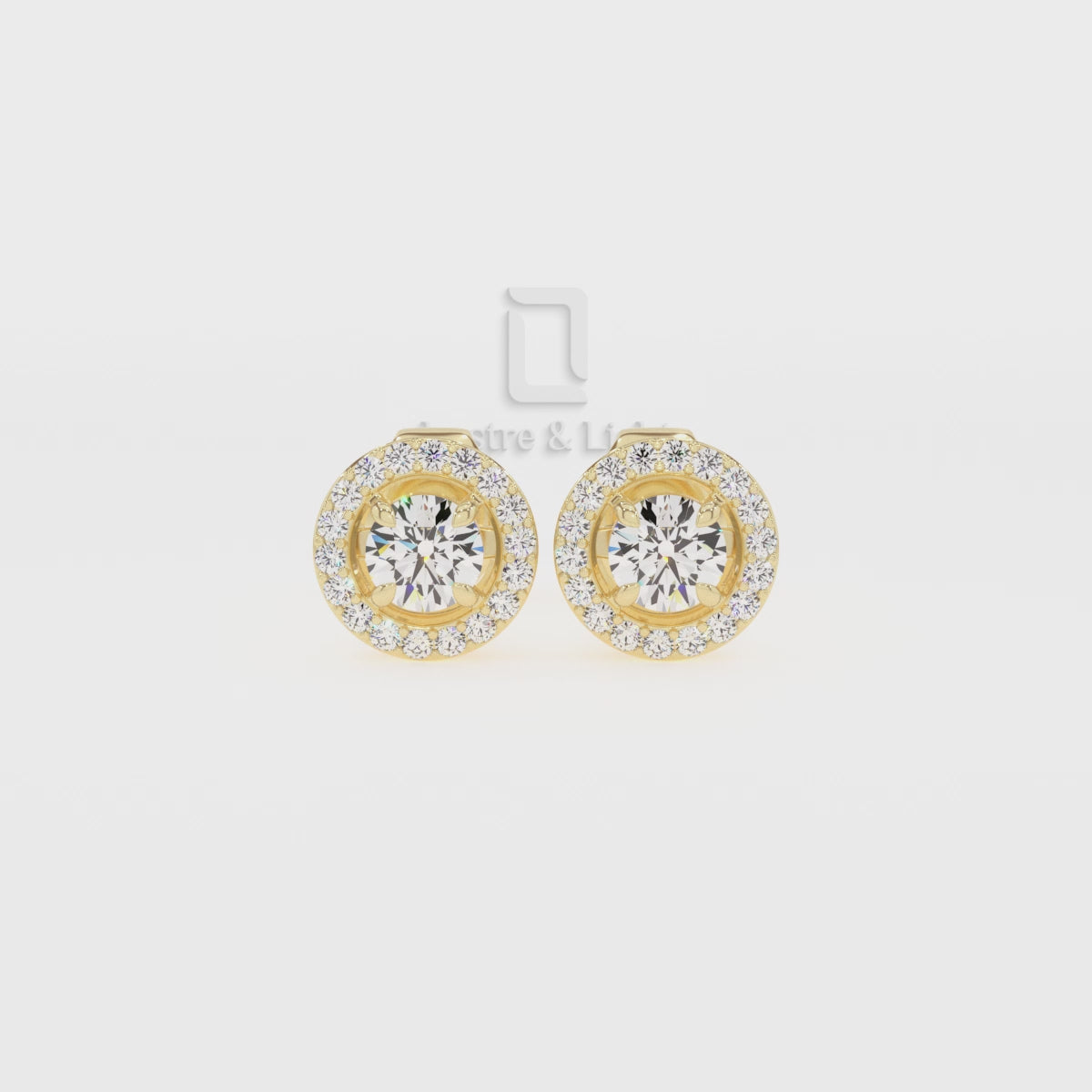 Natural Garnet Round Halo Stud Earrings for Women with Moissanite