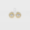 Natural Garnet Round Halo Stud Earrings for Women with Moissanite