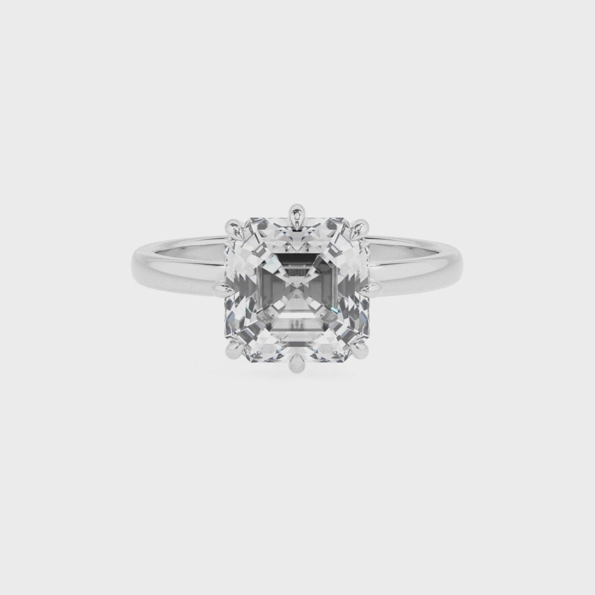 lab-grown moissanite asscher solitaire engagement ring