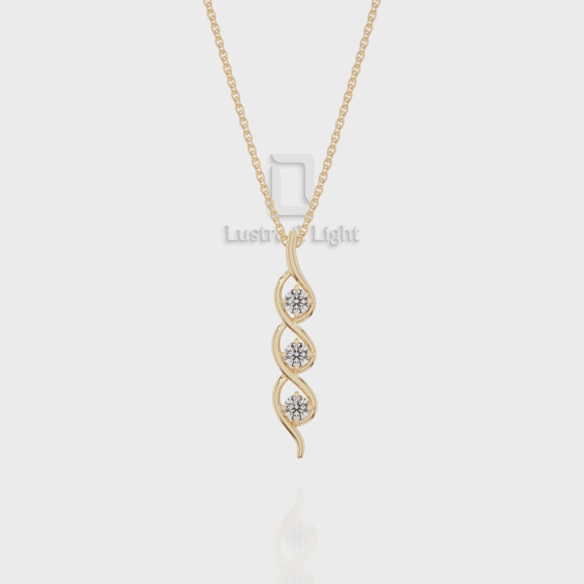 Natural Black Onyx 3 Stone Helix Pendant Necklace with 18" Chain