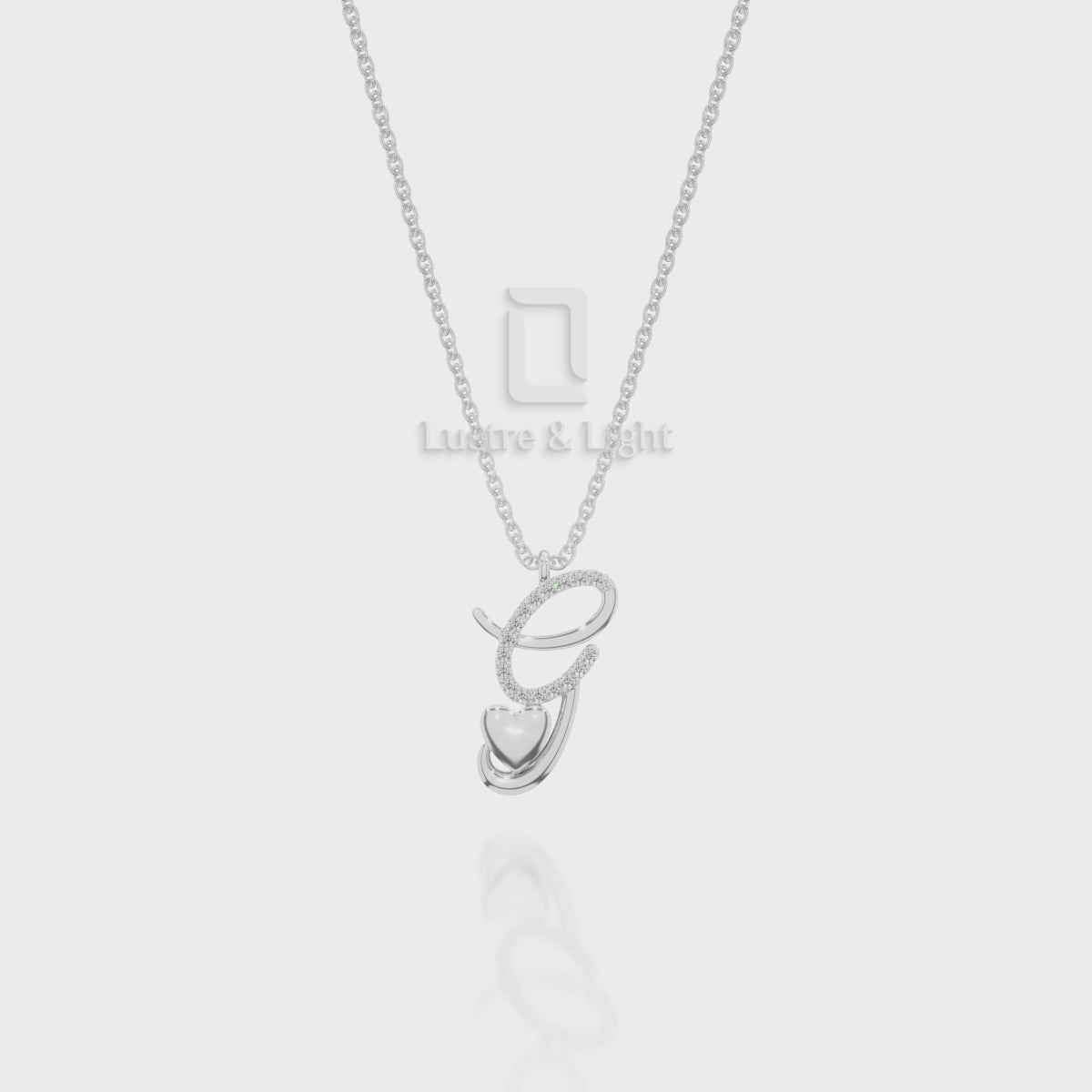 Moissanite Initials Pendant Necklace for Women with 18" Chain