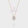 Natural Black Onyx Solitaire Halo Pendant Necklace with Moissanite (18" Chain)