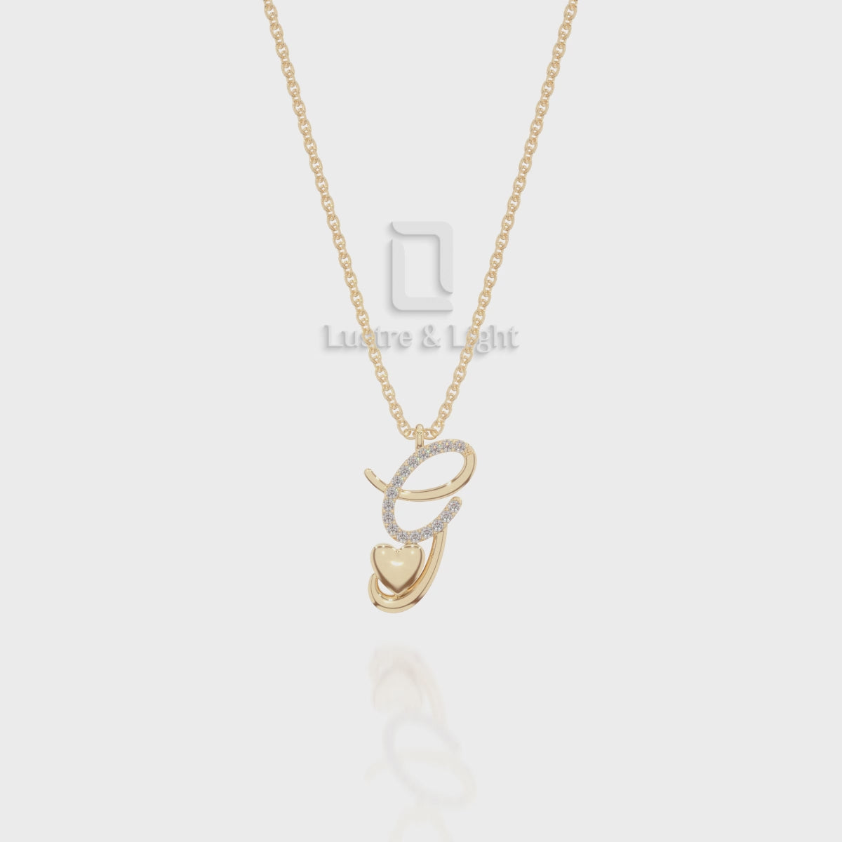 Moissanite Initials Pendant Necklace for Women with 18" Chain