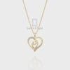 Moissanite Mother Child Heart Pendant Necklace with 18" Chain