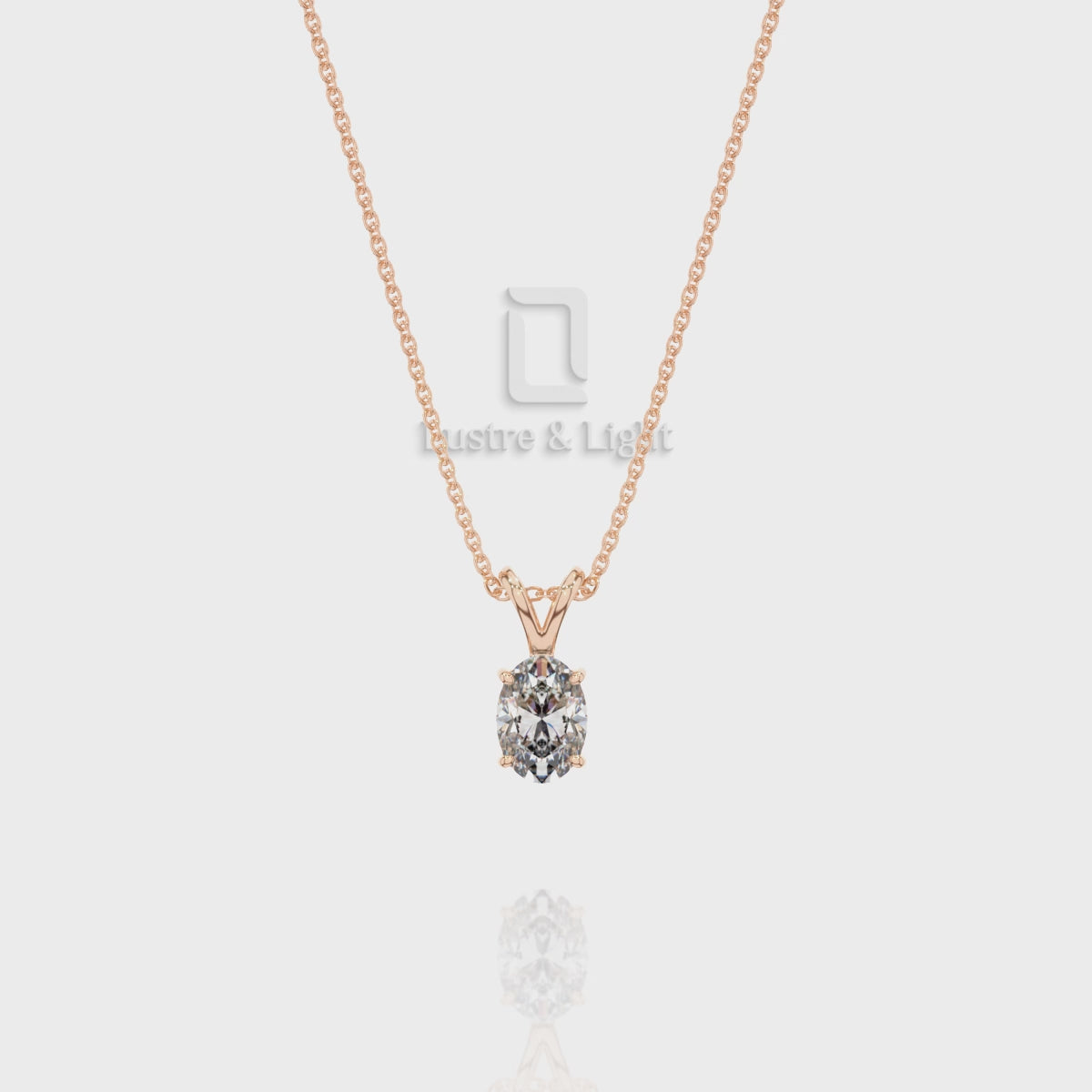 Natural Rainbow Moonstone V-Bale Solitaire Pendant Necklace with 18" Chain