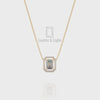 Moissanite Solitaire Halo Pendant Necklace with 18" Chain