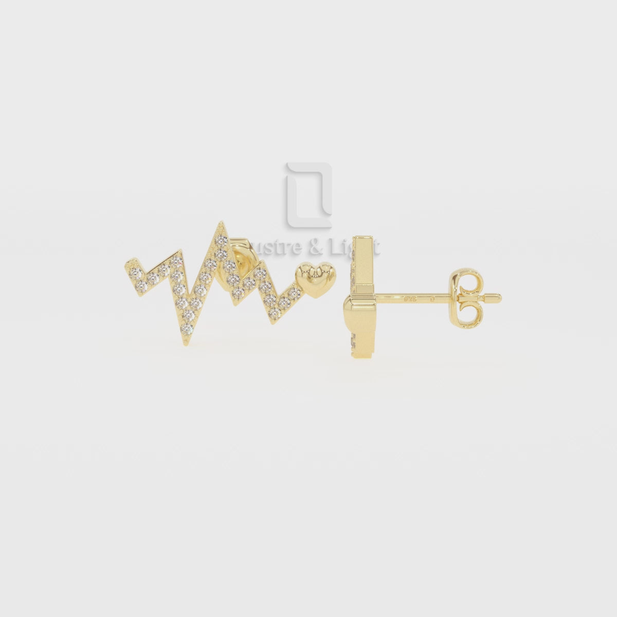 Natural Citrine Heartbeat Stud Earrings for Women
