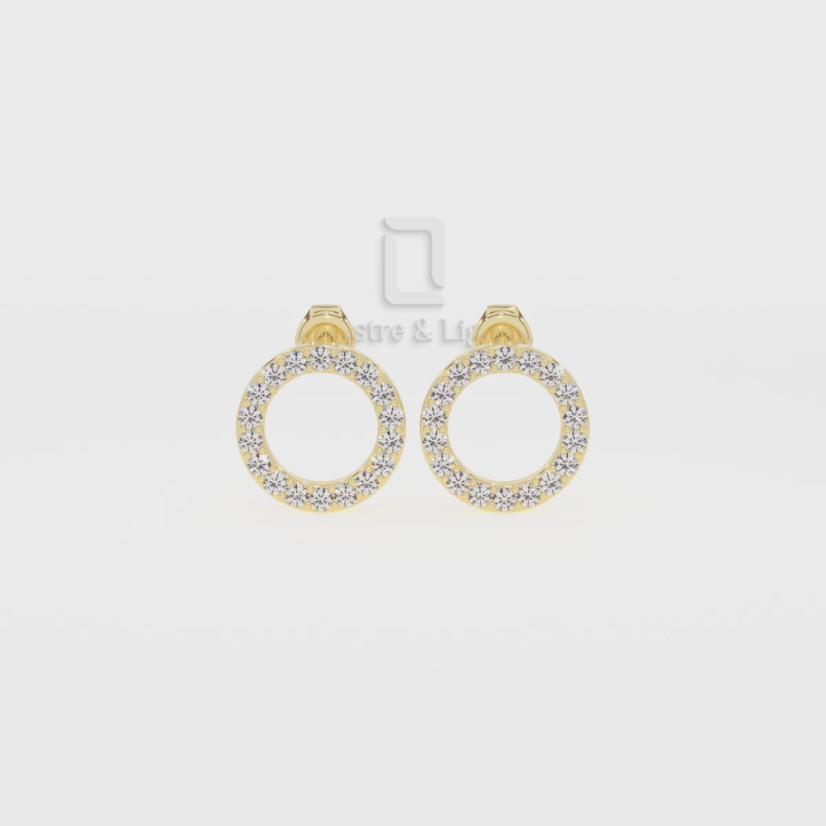 Natural Citrine Circle Stud Earrings for Women