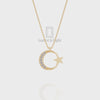 Natural Black Onyx Moon & Star Pendant Necklace with 18" Chain