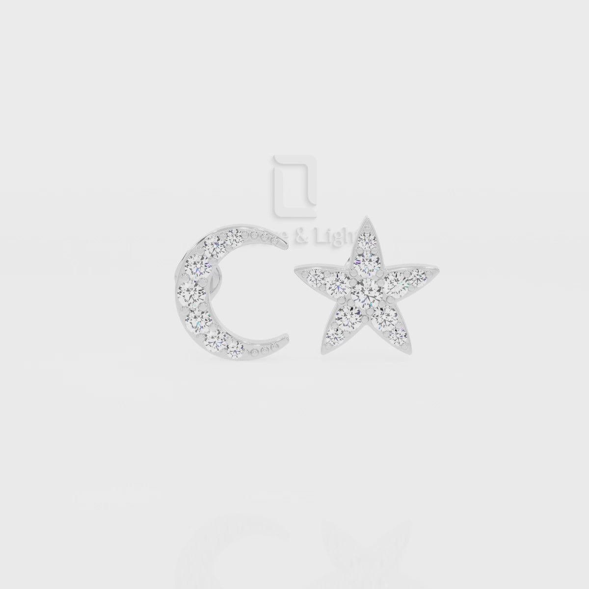 Moissanite Moon Star Stud Earrings for Women