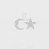 Moissanite Moon Star Stud Earrings for Women