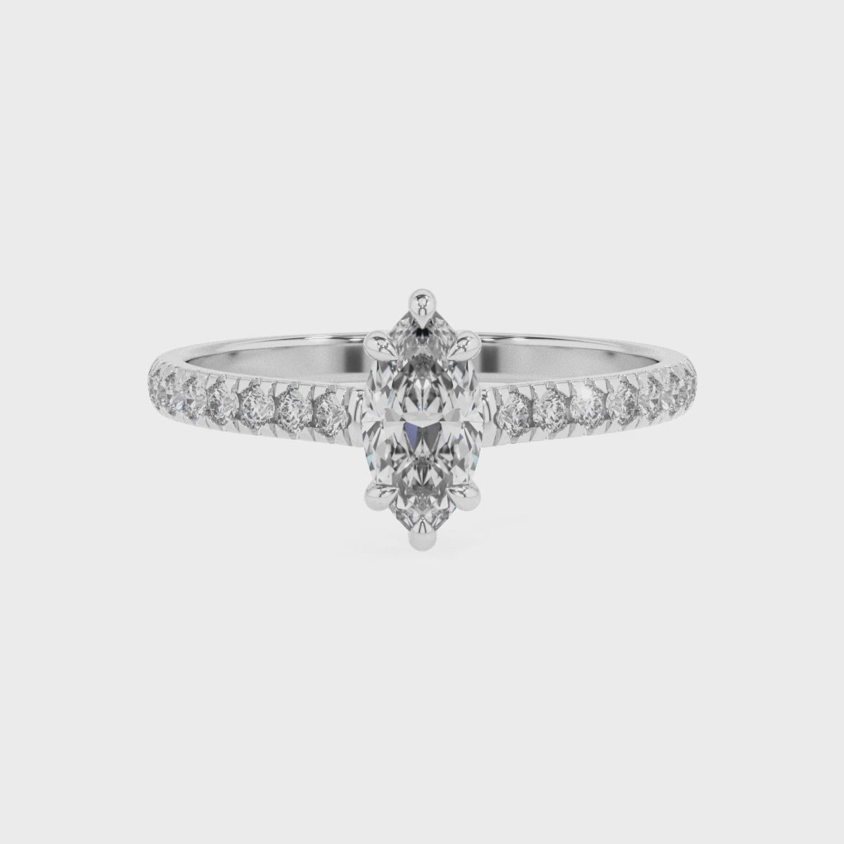 lab-grown moissanite marquise half eterity solitaire engagement ring