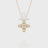 Natural Black Onyx 4 Petal Flower Pendant Necklace with 18" Chain