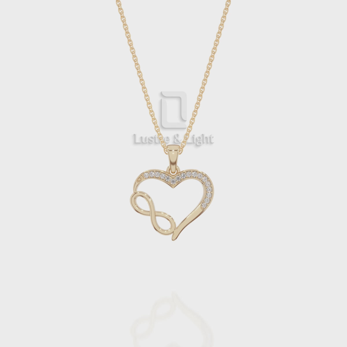 Natural Black Onyx Infinity Heart Pendant Necklace with 18" Chain