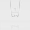 Natural Black Onyx Love Pendant Necklace with 18" Chain