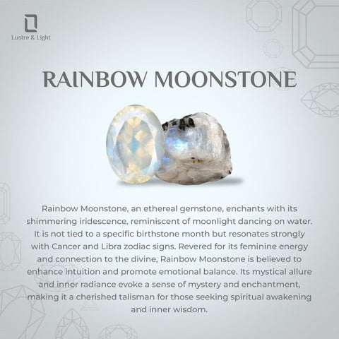 natural rainbow-moonstone cushion half eterity halo solitaire engagement ring