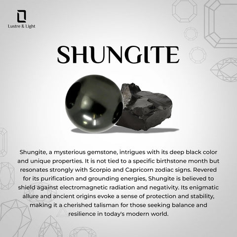 natural shungite round shape pendant necklace