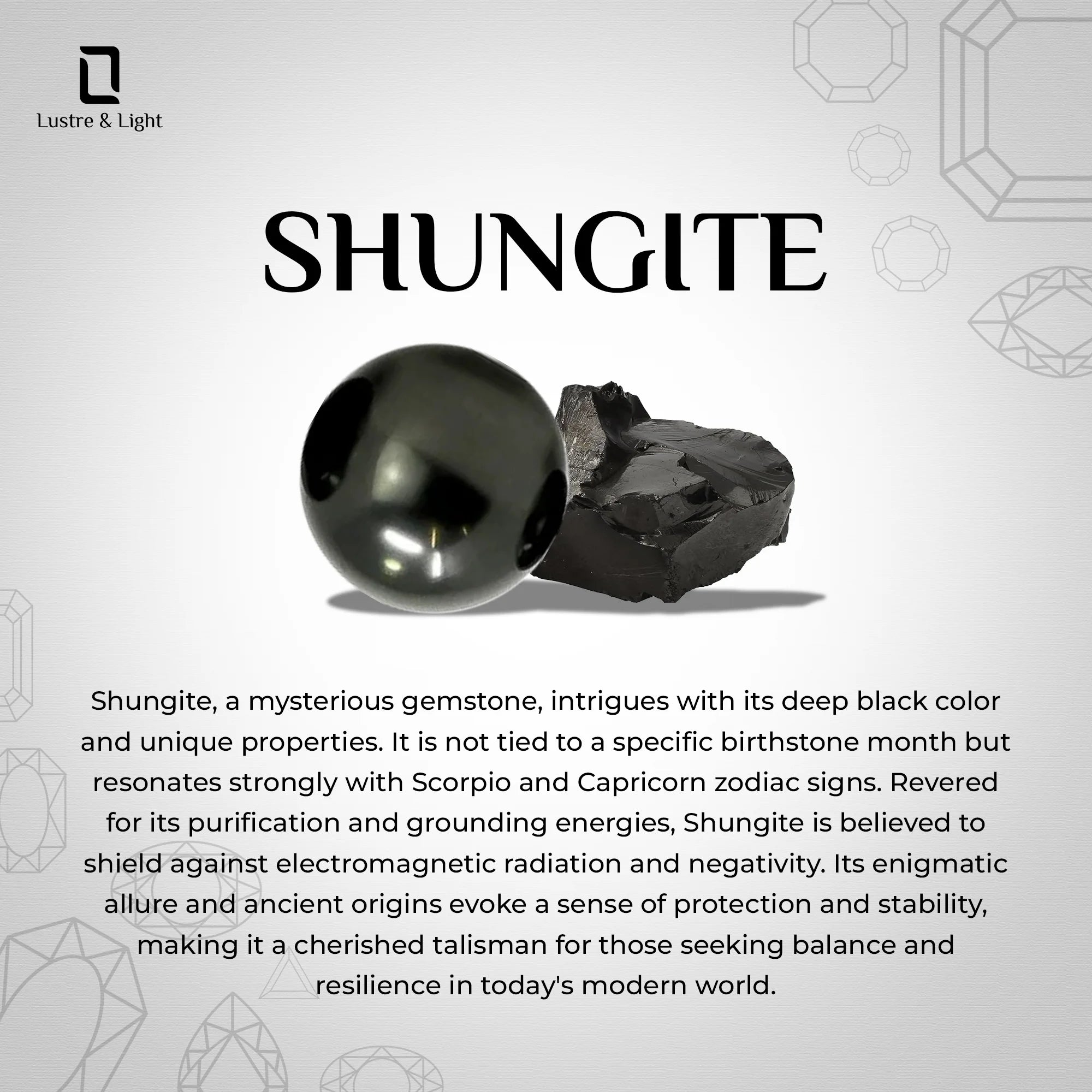 natural shungite marquise shape pendant necklace